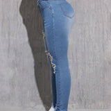 EZwear Jeans Rasgados Lavados En Azul