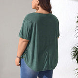 CURVE+ Camiseta Casual De a Grande Con Botones Y Dees