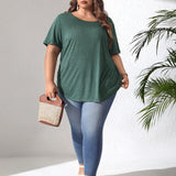 CURVE+ Camiseta Casual De a Grande Con Botones Y Dees