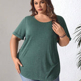 CURVE+ Camiseta Casual De a Grande Con Botones Y Dees