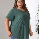 CURVE+ Camiseta Casual De a Grande Con Botones Y Dees