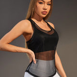 Yoga Sxy Top deportivo de malla para mujer con cuello redondo, atuendo de tenis femenino