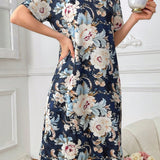 Vestido-camiConjuntoa Con Diseno Floral Y Longitud Larga Para Ropa De Dormir