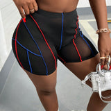 Slayr Pantalones Cortos Ajustados Con Costuras De Color En Contraste Para Mujer