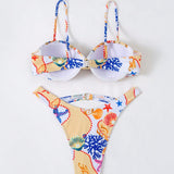 Swim Conjunto De Bikini Cami Con Estampado De Estrella De Mar Y Huecos