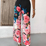 VCAY Pantalones De Flores Con Bolsillos Para Mujer