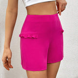 NEW  Essnce Pantalones Cortos Casuales De Color Solido Para Mujeres