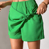 Prive Shorts De Nudo Retorcido De Color Solido Para Mujer