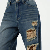 Forever 21 Jeans De Mezclilla Desgastados Con Bolsillos Para Mujer