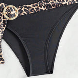 Parte Inferior Del Bikini Con Parches De Estampado De Leopardo