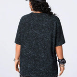Coolane Plus Size Women's Oversized Tie Dye Alphabet Print Street Style Short Sleeve T-Shirt, Spring/Summer