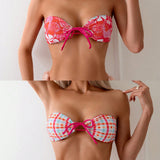 Swim Top De Bikini Con Estampado Aleatorio Y Lazo En El Frente