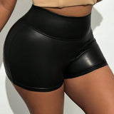 Slayr Shorts negros ajustados de cintura alta con bloque de color en estilo callejero para vestir casual en verano en el Festival de Musica Sexy 2024