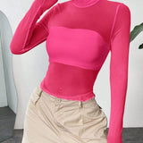 EZwear Top Ajustado Transparente De Punto