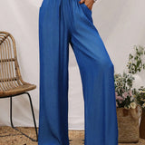 LUNE Pantalones De Cintura Con Cordon Y Color Solido Para Mujer