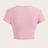 Neu Divertidas Y Etravagantes Camisetas Crop De Verano Con Diseno De Dopamina En Color Rosa