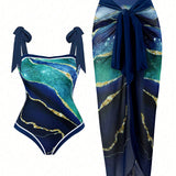 Swim Oasis Talla grande Banador una pieza de hombros con cordon & falda de playa