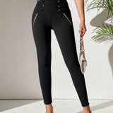 PETITE Pantalones Skinny Cortos Con Detalle De Botones