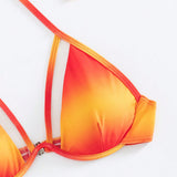 Top De Bikini Con Cuello Halter De Color Degradado Sexy Para Mujer