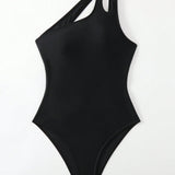 Swim Traje De Bano De Una Pieza Monokini Con Hombro Descubierto Y Recorte De Color Solido Para Mujer