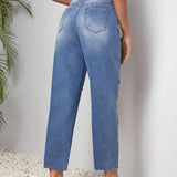 LUNE Jeans Desgastados De Mujer Con Bolsillos Insertados