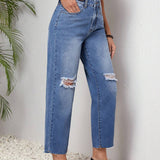 LUNE Jeans Desgastados De Mujer Con Bolsillos Insertados