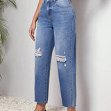 LUNE Jeans Desgastados De Mujer Con Bolsillos Insertados