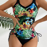 Swim Lushore Traje De Bano De Mujer Tankini Con Mangas Sin Mangas Impreso Con Plantas Y Flores