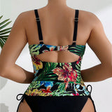 Swim Lushore Traje De Bano De Mujer Tankini Con Mangas Sin Mangas Impreso Con Plantas Y Flores