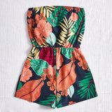 VCAY Tropical Print Vacation Strapless Romper