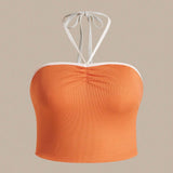 Top De Halter De a Grande Para Mujer Con Bloques De Color