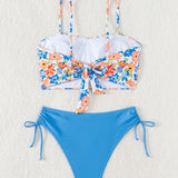 Swim Vcay Conjunto De Bikini Camisola Con Estampado Floral Para Mujer