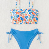 Swim Vcay Conjunto De Bikini Camisola Con Estampado Floral Para Mujer