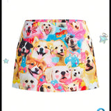 Neu Kidcore Dopamina Cartoon Graphic Dog Print Mini Skirt