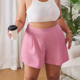 Essnce Shorts Plisados de Color Solido Para Mujeres De Talla Grande