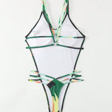 Swim Traje De Bano Monokini Con Estampado Tie Dye, Sin Respaldo Y Cuello Halter