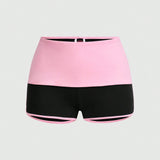 ROMWE Kawaii Shorts Deportivos Casuales Y De Yoga De Estilo 'spice Girl' De Y2k Con Diseno De Contraste De Colores Y Ajuste Ajustado Para Mujeres Con Diseno De Elevacion De Cadera