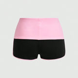 ROMWE Kawaii Shorts Deportivos Casuales Y De Yoga De Estilo 'spice Girl' De Y2k Con Diseno De Contraste De Colores Y Ajuste Ajustado Para Mujeres Con Diseno De Elevacion De Cadera