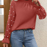 Clasi Blusa De Mangas Con Volantes Decorados Con Cuentas