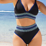 VCAY Conjunto De Traje De Bano De Dos Piezas Para Mujeres Con Inserciones De Cinta, Traje De Bano De Dos Piezas De Cintura Alta, Traje De Bano De Bikini Para Mujeres, Atuendo De Playa De Verano, Vacaciones De Grandpacore