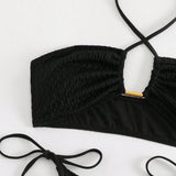 Swim Traje De Bano Monocromatico Con Cuello Halter Para Mujer