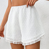 Essnce Shorts blancos de cintura elastica de chiffon con estampado de lunares #Pascua Boho