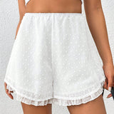 Essnce Shorts blancos de cintura elastica de chiffon con estampado de lunares #Pascua Boho