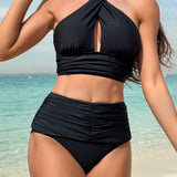 Swim Vcay Conjunto De Bikini Plisado unicolor