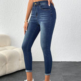 Frenchy Jeans Cortados Ajustados Elasticos De Verano Con Bajos Enrollados