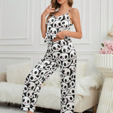 Conjunto De Pijama Para Mujeres Con Estampado De Panda Que Incluye Un Chaleco Camisola Y Pantalones