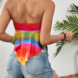 VCAY Top Brasier sin tirantes Con Nudo Delantero Y Estampado Tie-dye Para Mujeres