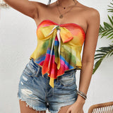 VCAY Top Brasier sin tirantes Con Nudo Delantero Y Estampado Tie-dye Para Mujeres