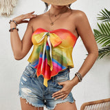 VCAY Top Brasier sin tirantes Con Nudo Delantero Y Estampado Tie-dye Para Mujeres