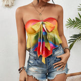 VCAY Top Brasier sin tirantes Con Nudo Delantero Y Estampado Tie-dye Para Mujeres